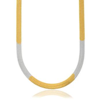 Brass dual tone gold silver two tone plating snake chain necklace men women 2