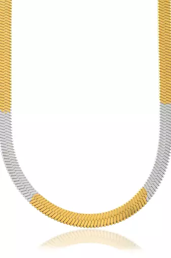 Brass dual tone gold silver two tone plating snake chain necklace men women