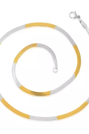 Brass dual tone gold silver two tone plating snake chain necklace men women