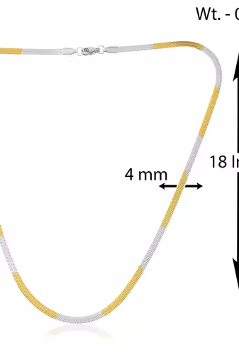 Brass dual tone gold silver two tone plating snake chain necklace men women