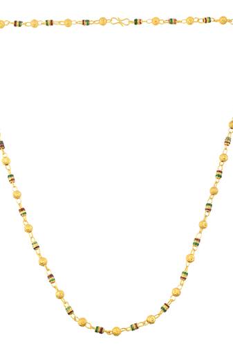 Brass gold plated meenakari tradtional chain necklace bead mala for women