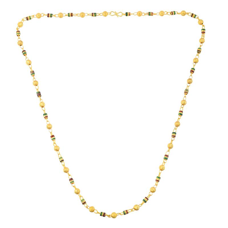 Brass gold plated meenakari tradtional chain necklace bead mala for women