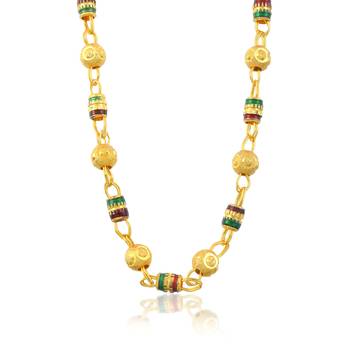 Brass gold plated meenakari tradtional chain necklace bead mala for women 2