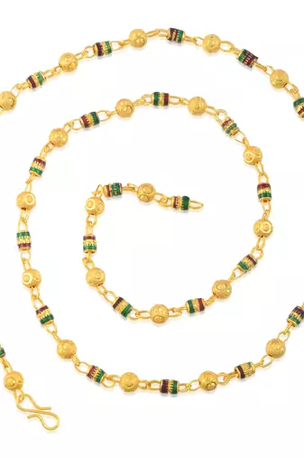 Brass gold plated meenakari tradtional chain necklace bead mala for women