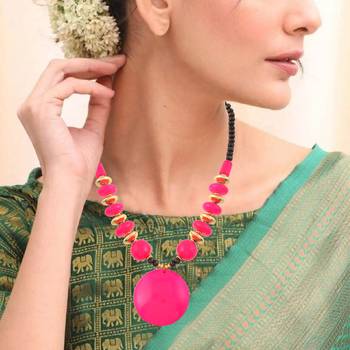 Pink opal statement necklace for women 4