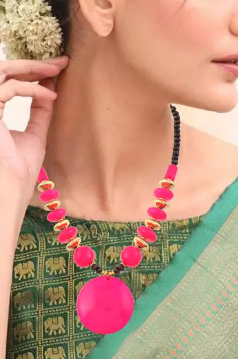 Pink opal statement necklace for women