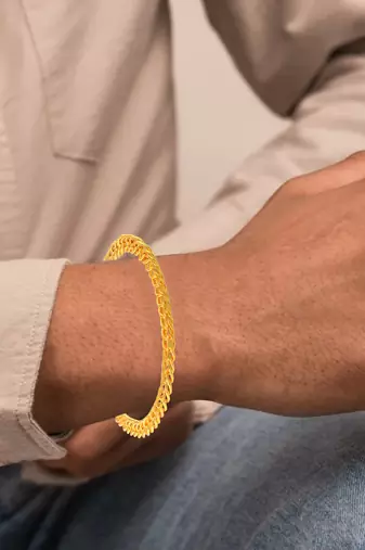 Brass gold plated interlink bracelet unisex