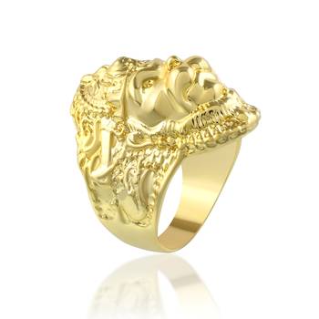 Brass gold plated bajrang bali hanuman balaji bold finger ring for men 3