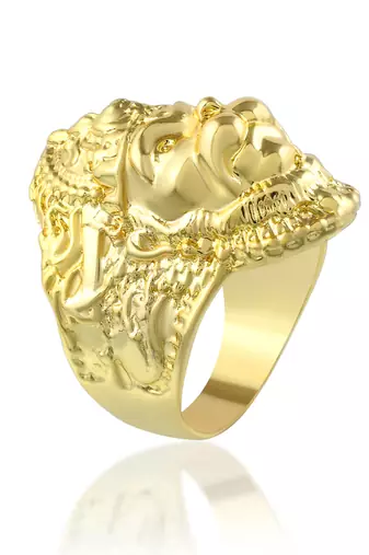 Brass gold plated bajrang bali hanuman balaji bold finger ring for men