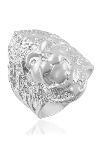 Brass silver plated bajrang bali hanuman balaji bold finger ring for men