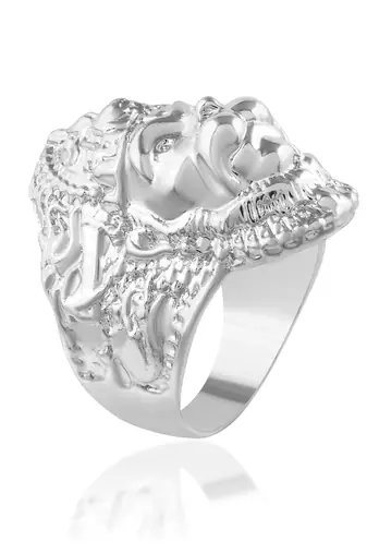Brass silver plated bajrang bali hanuman balaji bold finger ring for men
