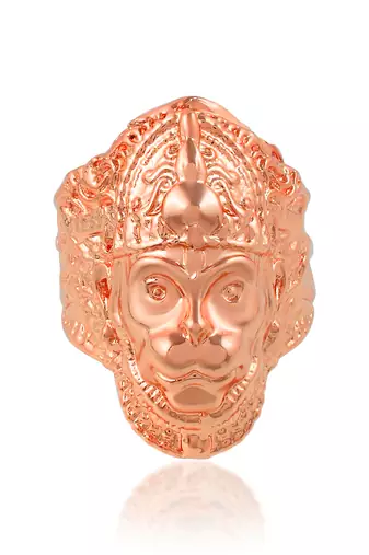 Brass pure copper bajrang bali hanuman balaji bold finger ring for men