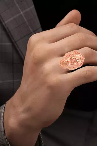 Brass pure copper bajrang bali hanuman balaji bold finger ring for men