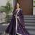 Voilet Pure Dimond Silk Wedding Wear Long Gown