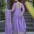 Lavener Color Crunchy Silk Wedding Wear Embroidery Work long gown
