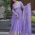 Lavener Color Crunchy Silk Wedding Wear Embroidery Work long gown