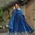 Blue Color Chinnon Silk Party Wear Long Gown