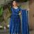 Blue Color Chinnon Silk Party Wear Long Gown