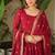 Maroon Chinnon Silk Party Wear Long Gown