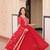 Red Faux Georgette Embroidery Work Wedding Wear Long Gown