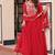 Red Faux Georgette Embroidery Work Wedding Wear Long Gown