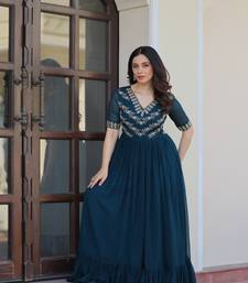 Rama Faux georgette Party Wear Hand Embroidery Work Long Gown