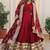Maroon Faux Georgette Wedding Wear Long Gown