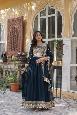 Rama Faux Georgette Wedding Wear Long Gown 1