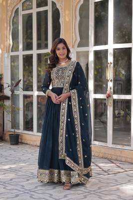 Rama Faux Georgette Wedding Wear Long Gown 2