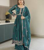 Rama Crush Silk Wedding Wear Sharara Set