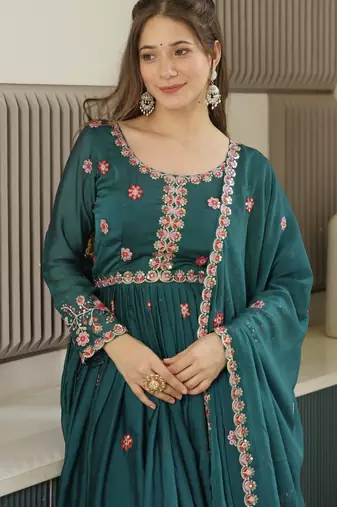 Rama Crush Silk Wedding wear Sharara Set