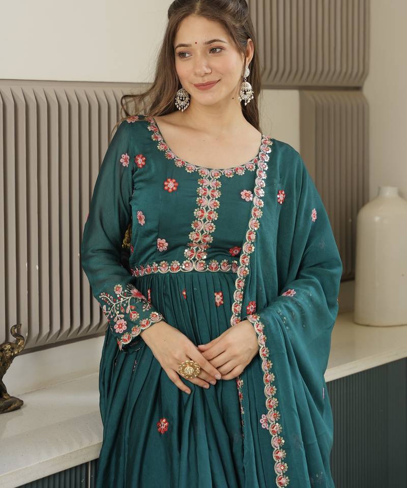 Rama Crush Silk Wedding Wear Sharara Set