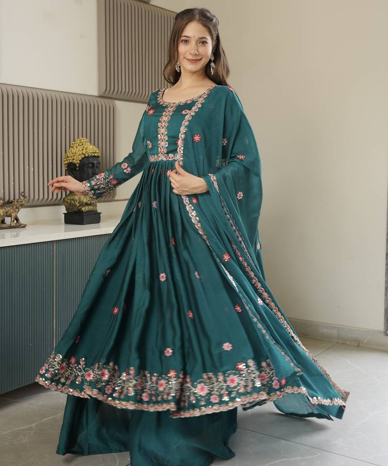 Rama Crush Silk Wedding Wear Sharara Set