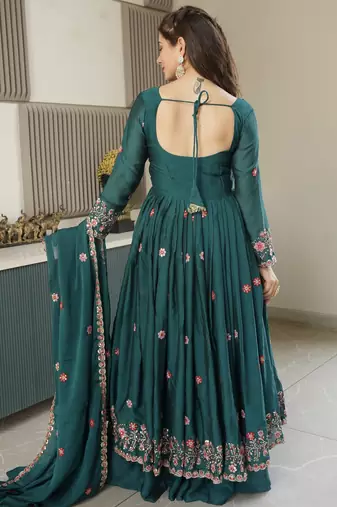 Rama Crush Silk Wedding wear Sharara Set