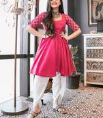 Purple Cotton Kurta and Dhoti Set