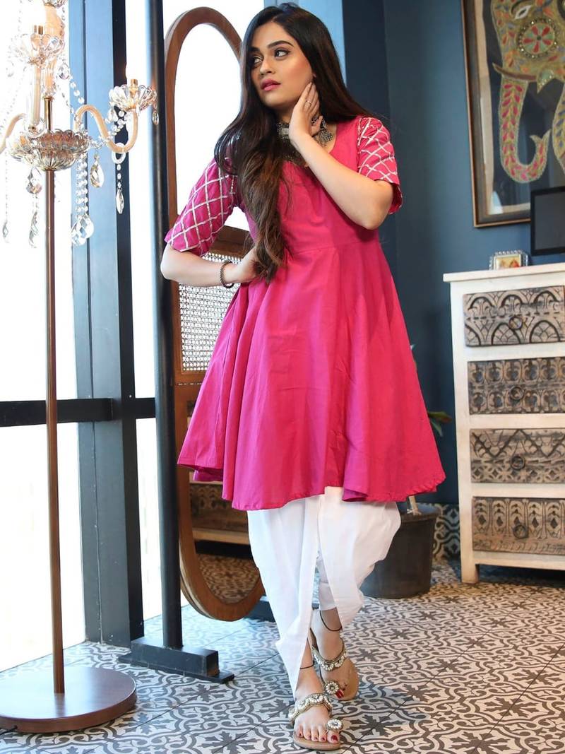 Purple Cotton Kurta and Dhoti Set