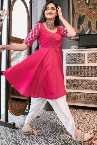 Purple Cotton Kurta and Dhoti Set