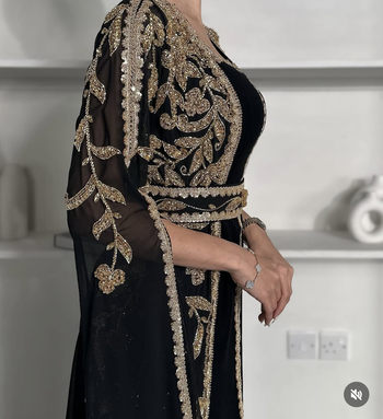  Black Embroidered Designer Stitched Kaftan | Premium Georgette Party Wear Dress for Women 2