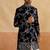Navy velvet thread and sequins embroidered indowestern