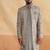 Grey thread and sequins embroidered indowestern