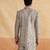 Grey thread and sequins embroidered indowestern