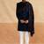 Plain navy indowestern with stole