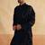 Plain navy indowestern with stole