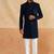 Plain navy indowestern with stole