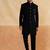 Plain black indowestern with stole
