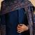 Teal blue tread and swarovski embroidered indowestern with stole