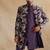 Purple thread and sequins emroidered indowestern with zip