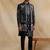 Black thread and sequins embroidered indowestern