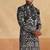 Black thread and swarovski embroidered indowestern