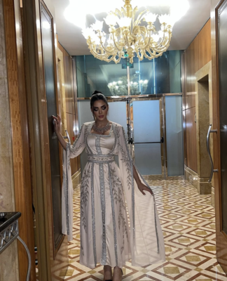  Silver Embroidered Stitched Kaftan DressParty Wear Georgette Kaftan for Women 1